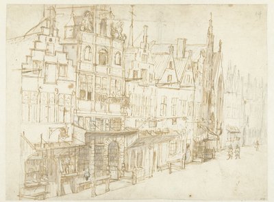城镇一排房屋的景观 作者 Rembrandt van Rijn (学校)