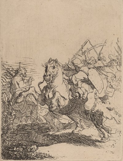 一场骑兵战斗，约1632年。 作者 伦勃朗·范·赖恩