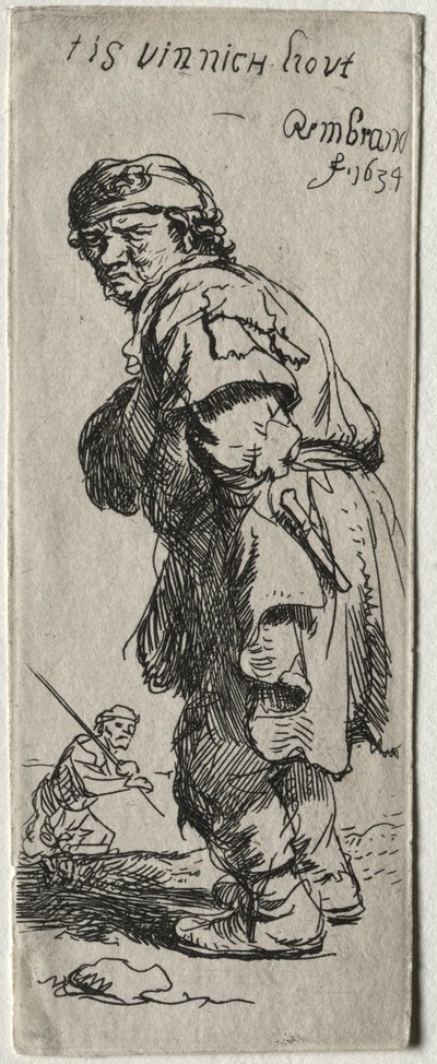 农民呼唤：非常寒冷，1634年。 作者 伦勃朗·范·赖恩