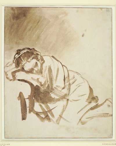 一名年轻女子睡亨德里克·史托夫斯，摄于1654年 作者 伦勃朗·范·赖恩