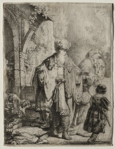 亚伯拉罕（Abraham）1637年赶下了夏甲和以实玛利。 作者 伦勃朗·范·赖恩