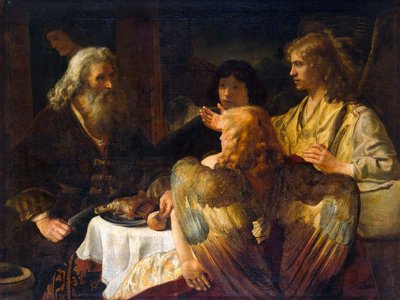 亚伯拉罕和三个天使，1630年代。 作者 伦勃朗·范·赖恩