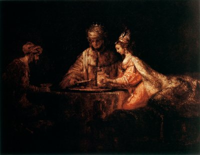 Assuerus，Haman和Esther，1660年 作者 伦勃朗·范·赖恩