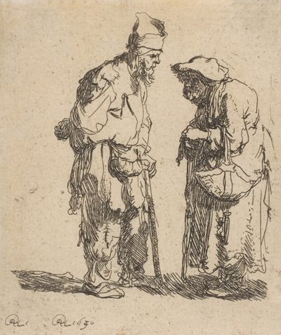 乞丐男子和乞丐女子的对话，1630年，1630年。 作者 伦勃朗·范·赖恩