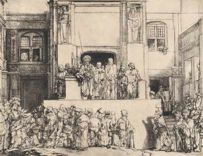 基督呈现给人民：长方形板，1655年。 作者 伦勃朗·范·赖恩