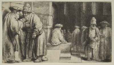 犹太教堂里的犹太人，1648年。 作者 伦勃朗·范·赖恩