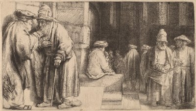 犹太人在犹太教堂，1648年 作者 伦勃朗·范·赖恩