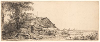 有一座小屋和一棵大树的风景画 作者 伦勃朗·范·赖恩