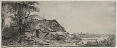有一座小屋和一棵大树的风景画 作者 伦勃朗·范·赖恩