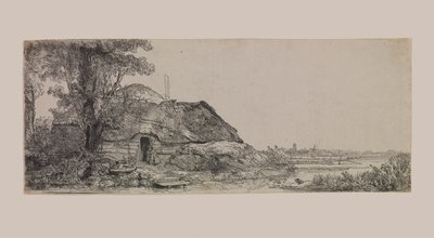 有一座小屋和一棵大树的风景画 作者 伦勃朗·范·赖恩