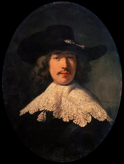 1634年，一个年轻的男人，带着花边领的画像。 作者 伦勃朗·范·赖恩
