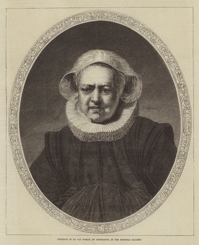 一个老妇人的画象，在国家肖像馆 作者 Rembrandt van Rijn