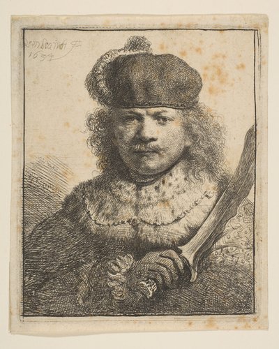 伦勃朗（Rembrandt）与《军刀》（Raised Sabre），1634年。 作者 伦勃朗·范·赖恩