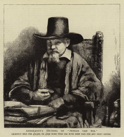 伦勃朗对Petrus van Tol的蚀刻 作者 伦勃朗·范·赖恩