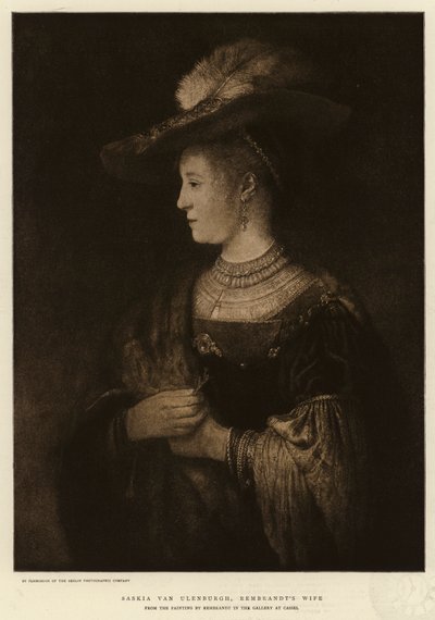 伦布兰特的妻子Saskia van Ulenburgh 作者 Rembrandt van Rijn