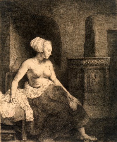 裸体女性坐像，1658年 作者 Rembrandt van Rijn