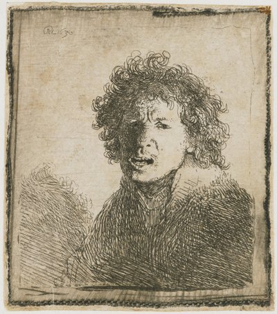 张嘴的自画像》，1630年。 作者 伦勃朗·范·赖恩