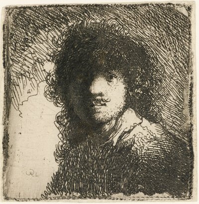自画像光头：半身像，约1629年。 作者 伦勃朗·范·赖恩