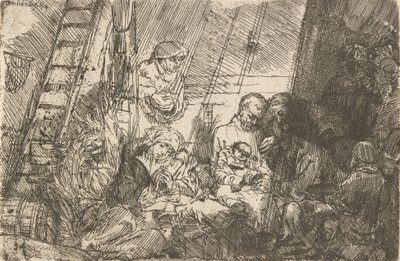马厩里的割礼》，1654年。 作者 伦勃朗·范·赖恩