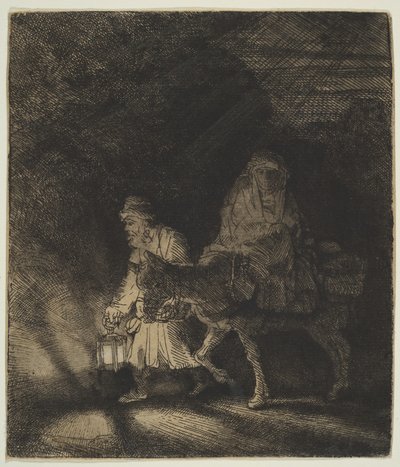 逃入埃及：夜幕降临，1651年。 作者 伦勃朗·范·赖恩