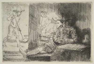 高尔夫选手，1654年。 作者 Rembrandt van Rijn