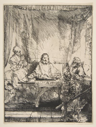 1654年，以马us斯的晚餐。 作者 伦勃朗·范·赖恩