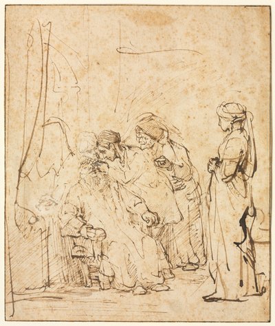 托比亚斯治愈他父亲的失明，c。 1640-45。 作者 伦勃朗·范·赖恩