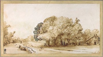 乡村路，c1650。 作者 伦勃朗·范·赖恩