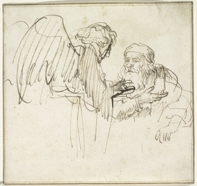 撒迦利亚和天使，c.1635 作者 伦勃朗·范·赖恩