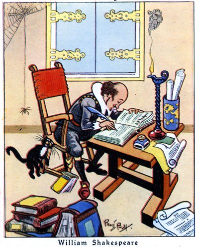 莎士比亚写作1936年的哈姆雷特 作者 René Bull