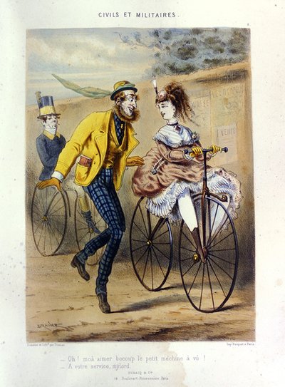 A Draisienne（彩色雕刻）。 作者 雷纳德·朱尔斯·德兰纳