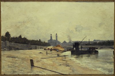 从奥赛码头看阿尔玛桥和老特罗卡德罗，约 1880 年（布面油画） 作者 雷内·比洛特（Rene Billotte）