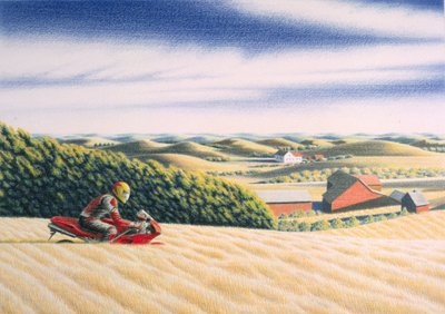 越野，2001，纸上彩色铅笔画 作者 勒内·博安