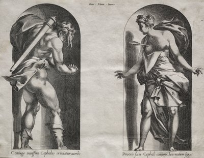 两个壁龛中的 Cephalus 和 Procris 作者 雷内·博伊文（Rene Boyvin）