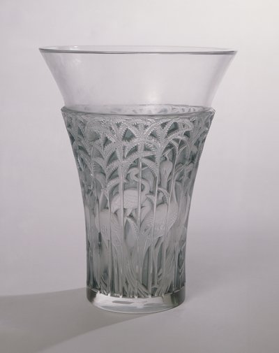 宜必思花瓶，1934年（磨砂和蓝色玻璃） 作者 Rene Jules Lalique