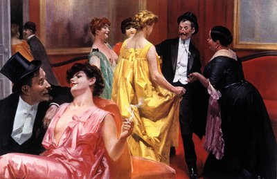 The presentation. Parisian house at the beginning of the 20th century. Illustration by Rene Lelong (1871-1933) 作者 雷内·勒隆