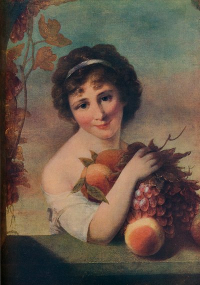 有水果的女孩，c1780，1910 作者 马修·威廉·彼得斯牧师
