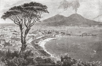 19 世纪末的意大利那不勒斯和维苏威火山。选自塞缪尔-曼宁牧师的《意大利图片》，约 1890 年出版。 作者 塞缪尔·曼宁牧师