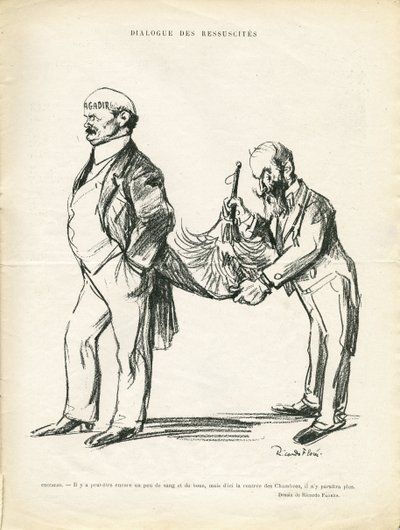 Illustration by Ricardo Flores (1878-1918) in Le Rire, 09/05/14 - Dialogue of Ressucites - Morocco, Agadir - Ceccaldi 作者 里卡多·弗洛雷斯（Ricardo Flores）