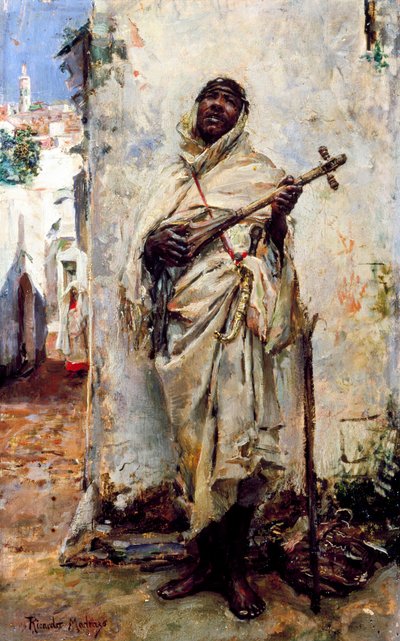 阿拉伯音乐家。里卡多-德-马德里索-加雷塔（1852-1917 年）的画作。木板油画。私人收藏。 作者 里卡多·德·马达拉佐·加雷塔