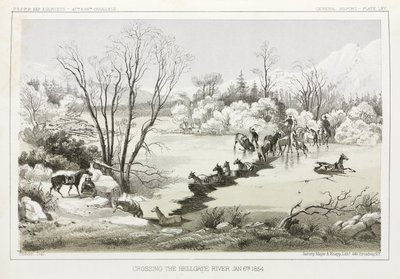 1854年1月6日，美国蒙大拿州，穿越地狱门河。 作者 理查德（后）爸爸