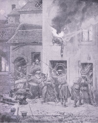 与敌人交手：在伊普尔战斗的房子，由Waverley Book Co Limited出版的“战争史”第3卷，c.1920 作者 理查德·卡顿·伍德维尔