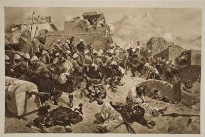 Candahar：第92届Highlanders和第2次Gurkhas Storming Gaudi Mullah Sahibdad，来自“伦敦新闻画报”，1901年 作者 理查德·卡顿·伍德维尔