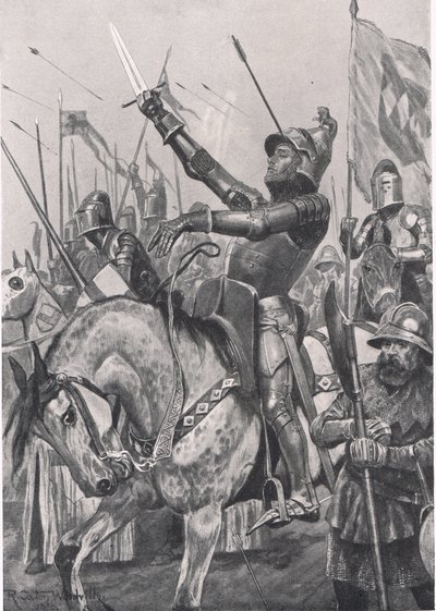 亨利热刺之死，1403年7月21日，“英国陆地与海上战役”的插图，由卡塞尔出版，伦敦，c.1910 作者 理查德·卡顿·伍德维尔