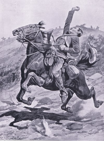 最后骑行的Yeomans，比勒陀利亚后的插图：游击队战争，1902年 作者 理查德·卡顿·伍德维尔