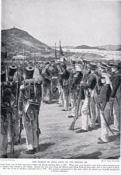 1841年香港对英国的割让，来自“哈钦森的英国民族故事”，c.1923 作者 理查德·卡顿·伍德维尔