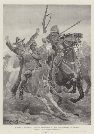 Elandslaagte事件，第五枪骑兵下士，一个推力两个布尔人 作者 Richard Caton Woodville junior