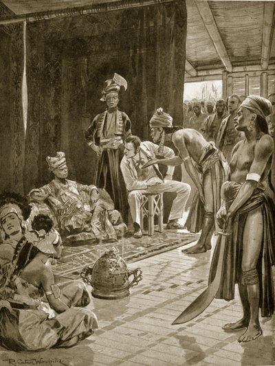 1842年，婆罗洲的詹姆斯布鲁克爵士，插图来自&39;哈钦森的英国民族故事&39;，c.1923 作者 Richard Caton Woodville junior