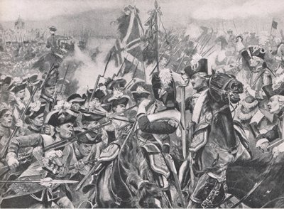 明登战役，1759年8月1日，1915年英国陆地和海上战役的插图 作者 理查德·卡顿·伍德维尔初级