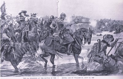 Boyne战役1690年7月1日，英国战役在陆地和海上的插图，1915年 作者 Richard Caton Woodville junior